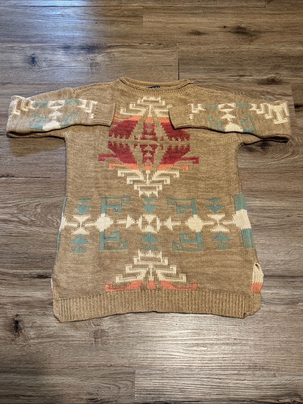 LAUREN Ralph Lauren Beige Southwestern Pattern Crewneck Sweater Size S